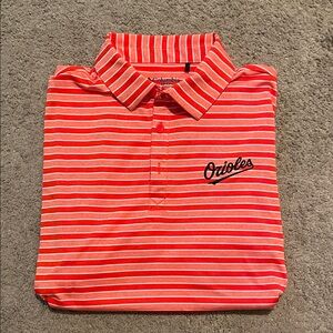 Columbia Orange and White Striped Orioles Polo